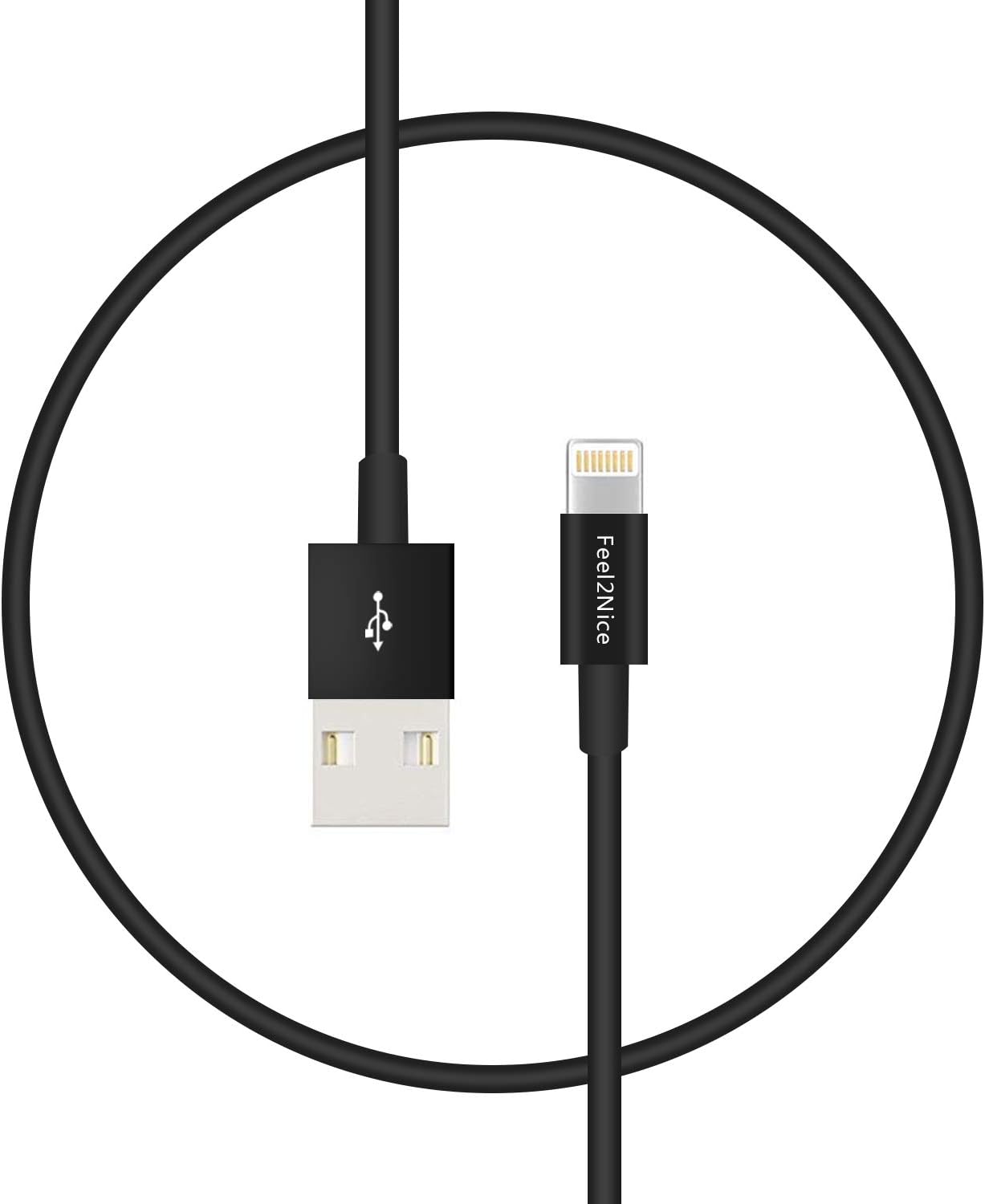 FEEL2NICE 5 Pack 10ft Charger Cord for Long 10 Foot iPhone Charging Cable/Data Sync Fast iPhone USB Charging Cable Cord Compatible with iPhone X Case/8/8 Plus/7/7 Plus/6/6s Plus/5s/5,iPad Case(Black)