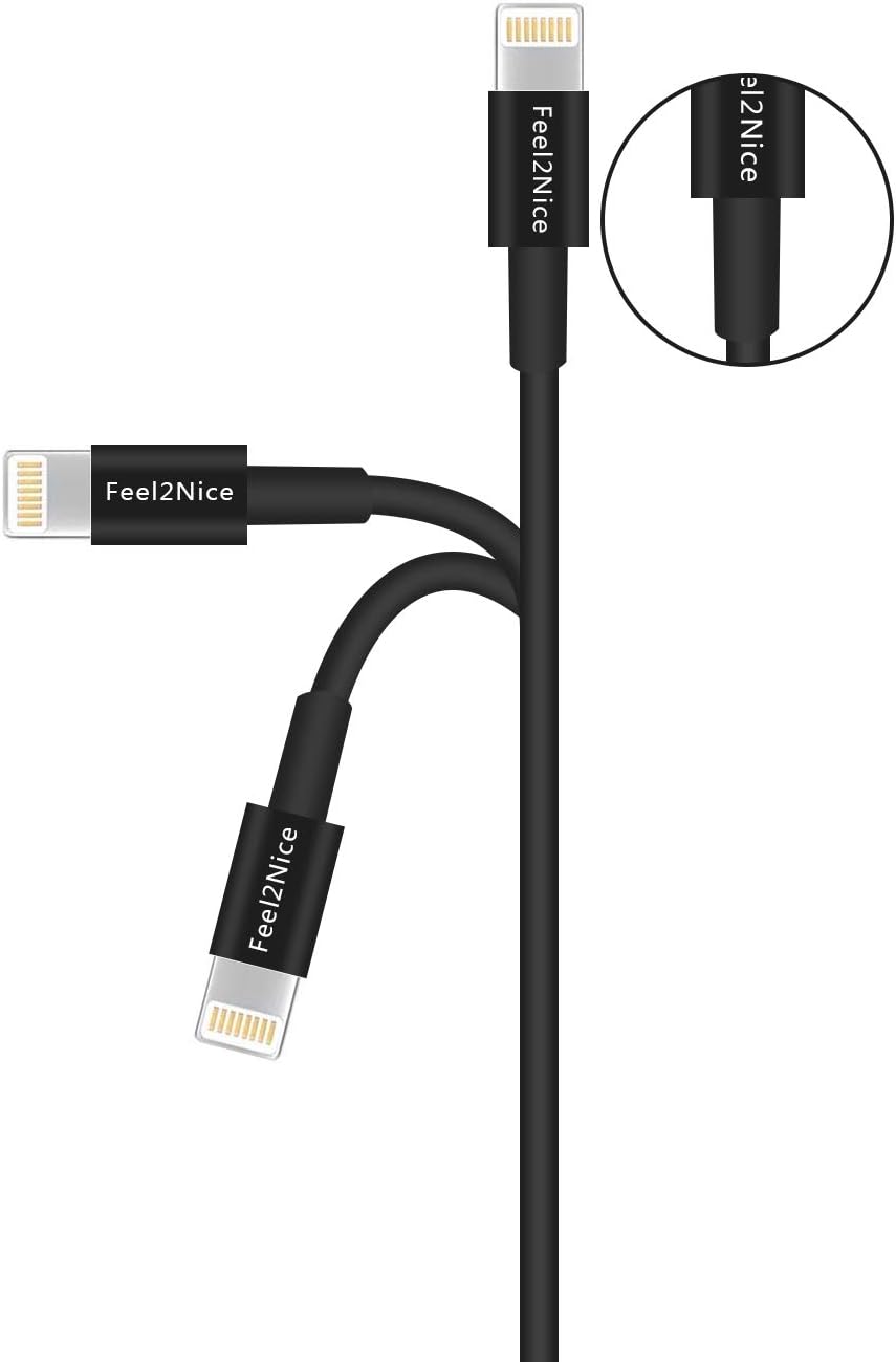 FEEL2NICE 5 Pack 10ft Charger Cord for Long 10 Foot iPhone Charging Cable/Data Sync Fast iPhone USB Charging Cable Cord Compatible with iPhone X Case/8/8 Plus/7/7 Plus/6/6s Plus/5s/5,iPad Case(Black)