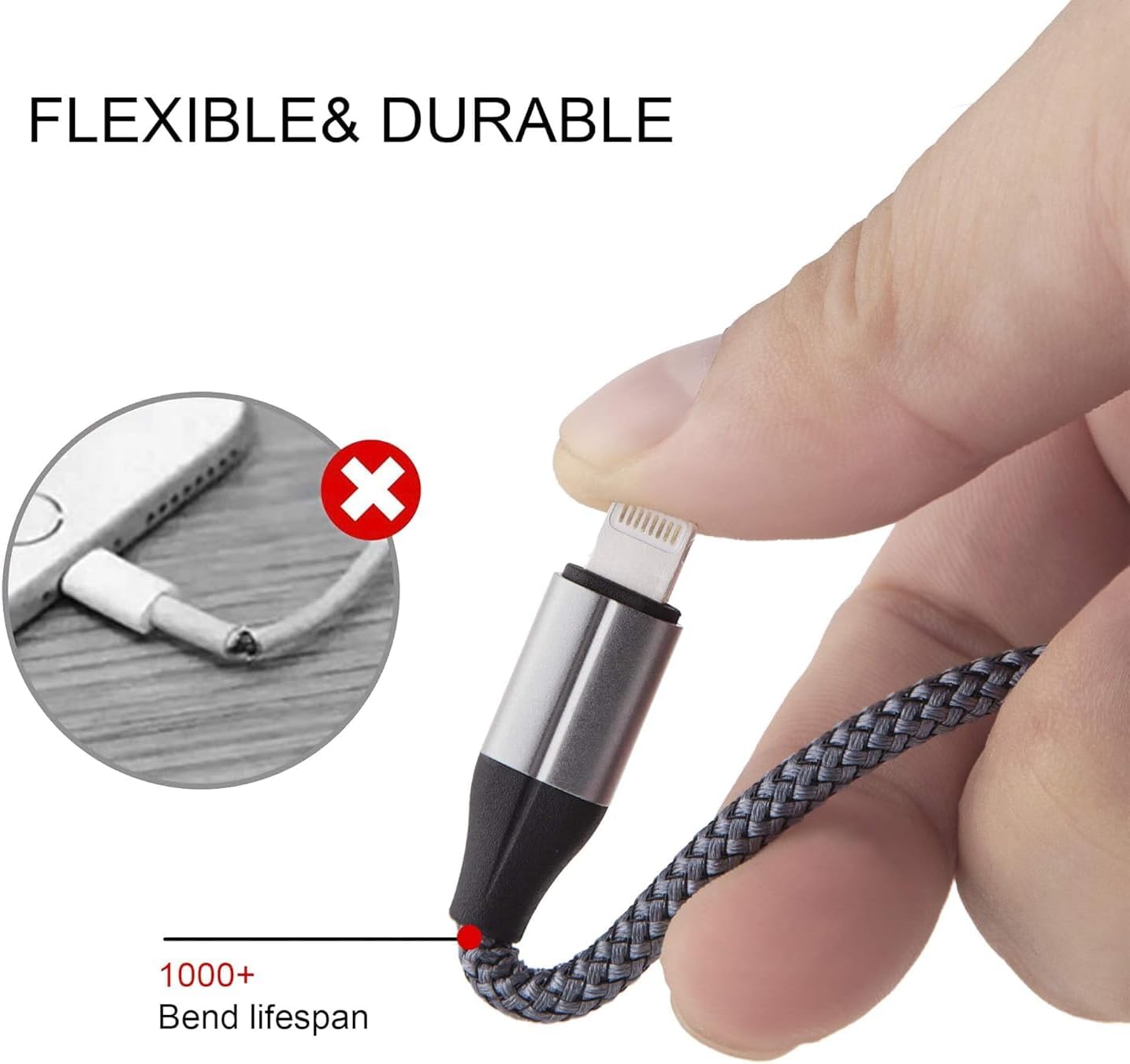 iPhone Charger Lightning Cable (3 Pack 6 Foot), [MFi Certified] 6 Feet Nylon Braided, Compatible with iPhone 14/13/12/11/Pro/X/Xs Max/XR/8 Plus /7 Plus/6/ iPad